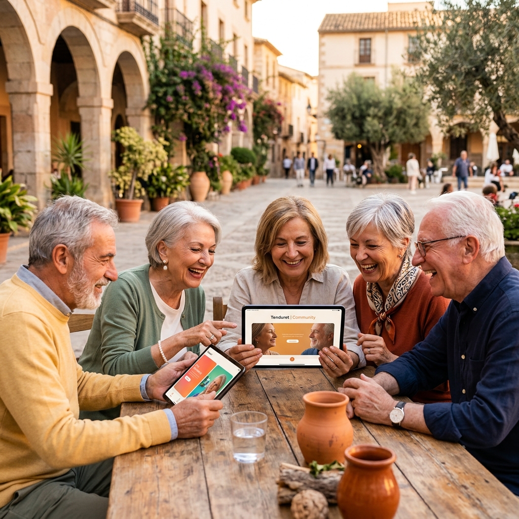 Grupo de mayores disfrutando de Tenduret